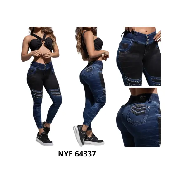Premium Colombian jeans with elegant sparkles, 4 buttons, pockets, push-up effect that enhances the buttocks, slim fit with a stylish rhinestone design that accentuates curves. Beautiful jeans Womenswear Bottom Fabrics Original Denim Streetwear