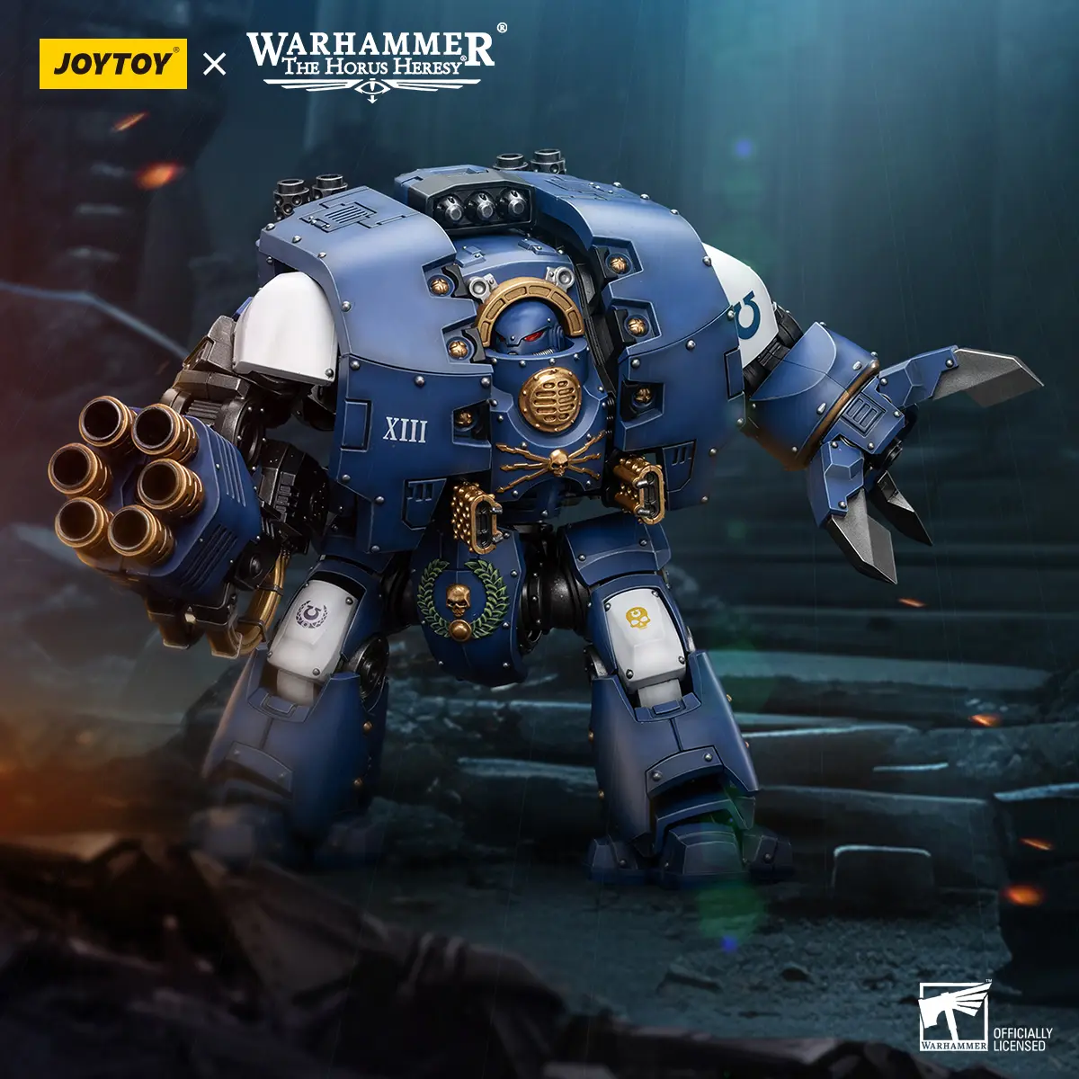 JOYTOY Warhammer 40K Ultramarines Leviathan Dreadnought with Cyclonic Melta Lance And Siege Claws 1/18 Limited Edition Action Figure Model Collectible for Display for Back to School, Thanksgiving Gifts, Office Desktop Decoration