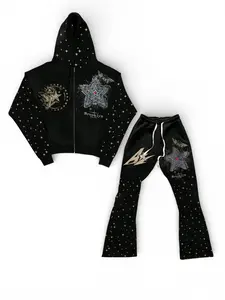 Hooded Zip-Up Long Sleeve Sweatshirt and pants