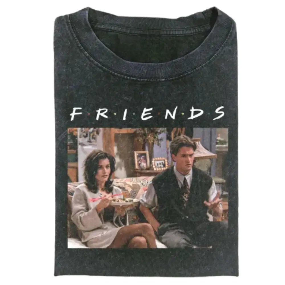 Friends TV Show Vintage Shirt, Retro 90s Sitcom Graphic Tee, Monica and Chandler Scene T-Shirt, Unisex Cotton Tee, Gift for Friends Fans