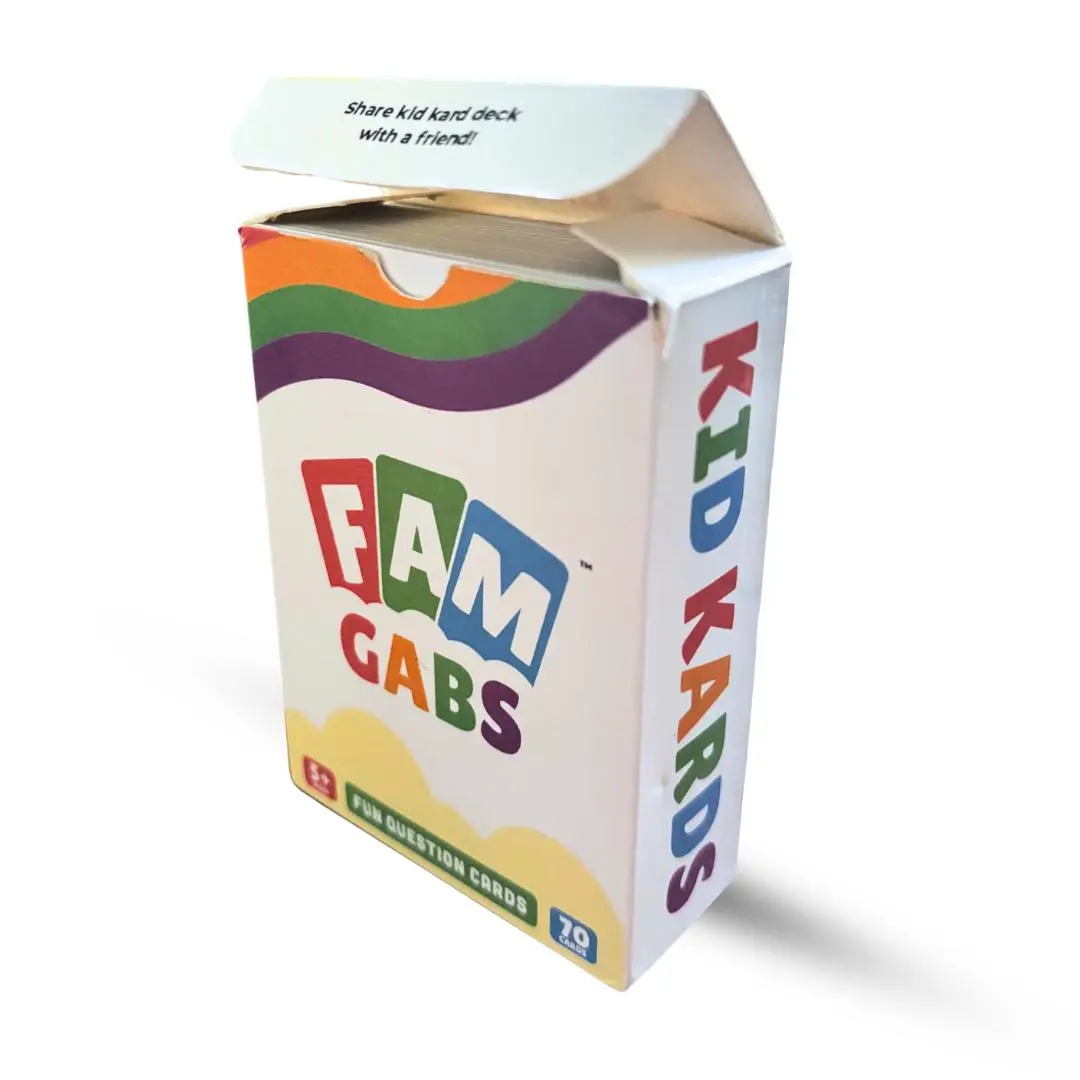 Famgabs Kid Fun Playing Cards - 70-Standard Deck with Therapist-Approved Unique Questions, Finger Mazes for Focus & Relaxation, Ideal for Family Dinners, Bedtime to Engage in Deep Conversations