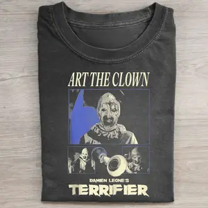 Vintage Terrifier Art The Clown Graphic Tee - Terrifier Movie Shirt - Characters Tee Iconic Villains From Horro Modern Cotton