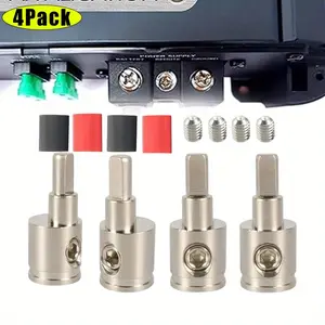 4Pcs/Set Heavy-Duty Car Stereo Audio Wire Reducer Cable Reducer,0 Gauge to 4 Gauge for Amp Input,Easy to Use,AWG Pin Power & Ground Connection Durable summervibes