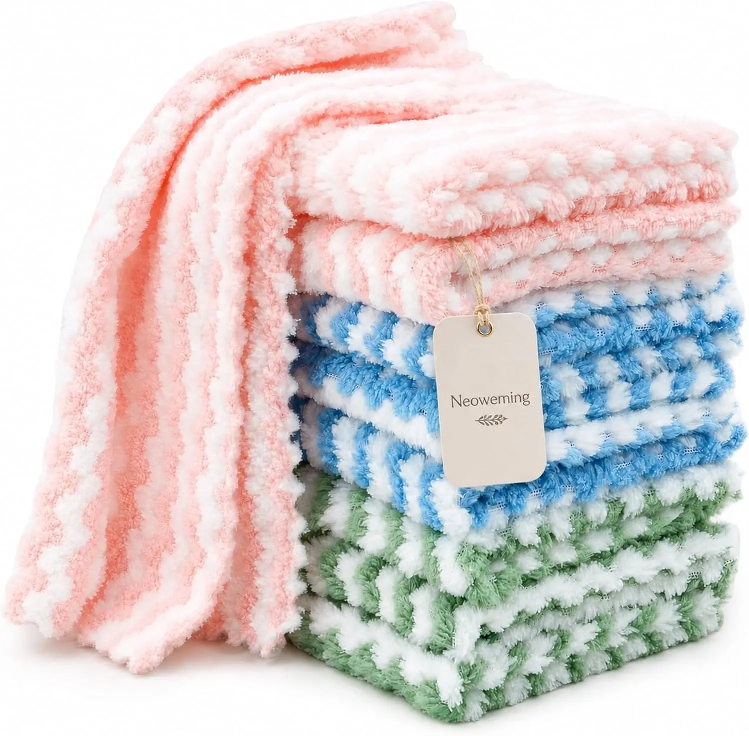 10-Pack Assorted Synthetic Nylon Ultra-Fine Fiber Cleaning Cloths (10x10 in) - Soft Touch, Multi-Use, Super Absorbent, Lint-Free, Quick-Dry, Reusable, Long-Lasting, Machine Wash-Safe for Kitchen, Daily Chores