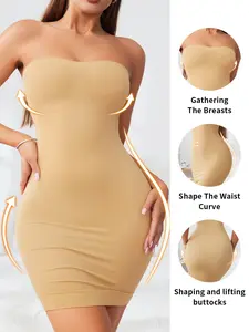 Women's Seamless Body Shaping Dress, Strapless Tunic for Waist Cinching and Tummy Control, Versatile Sleepwear and Outerwear