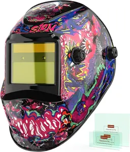 Welding Helmet Auto Darkening True Color Solar Powered with 2 Arc Sensors Blue Light Blocking Welder Mask Wide Shade 3.5/9-13 for TIG MIG ARC Grind