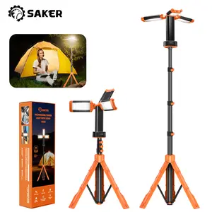 SAKER Portable Camping Light with Stand, Rechargeable Work Light, Dimmable Emergency Flashlight for Garage, Outdoor Work, Power Outage, Fishing LD10 Orange
