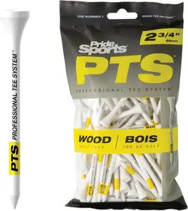 100 Pack Wooden Golf Tees 2-3/4 Inch – Durable Natural Wood Tees for Drivers & Fairway Woods, Standard Golf Tees for Practice & Professional Play