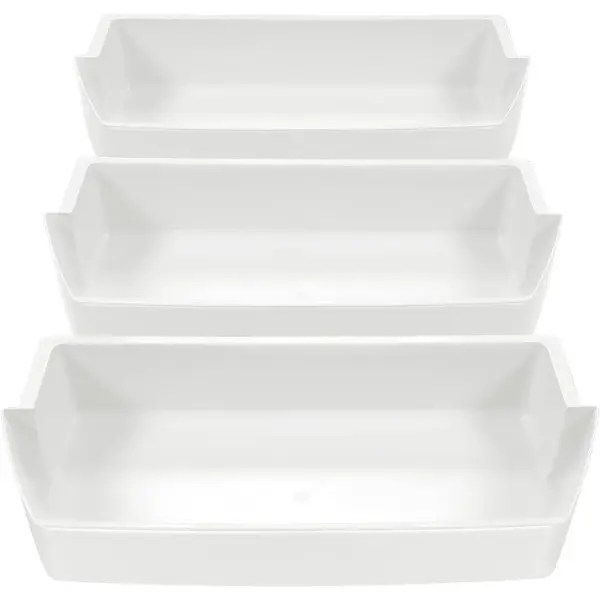 2187172 Replacement Refrigerator Door Bin Shelf - 3 PCS White Easy-Clean Plastic Bins, 16-3/8" Length, 3-1/4" Height, 6-1/4" Width, Appliances Replacement Parts, Home Accessory Compatible with Roper, Kitchenaid, Kirkland, Whirlpool Refrigerators, Height:3