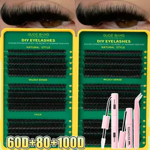 540PCS Eyelash Extension Set, including glue, tweezers, detaching cream. The D-style model comes with a mixed capacity of 8-16mm, 60D + 80D + 100D. Suitable for self-implanting at home. Great for beginners.