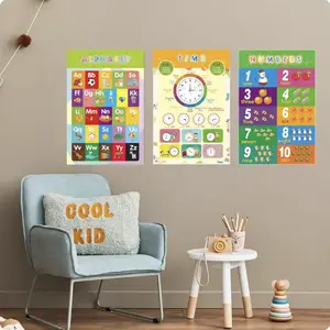 16 Laminated Educational Posters for Kids - ABC, Math & More Laminated Poster Boards, Bright Wall Art for Classrooms, Room Decor (Ideal for Homeschool Learning)
