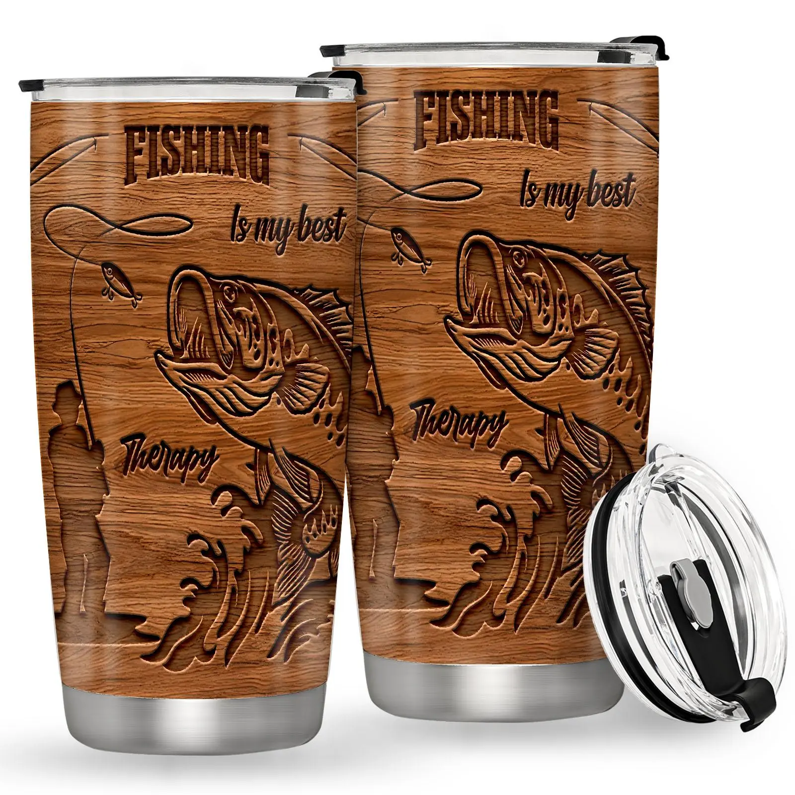 20oz Stainless Steel Vacuum Insulated Fishing Tumbler - Leak-Proof Lid, 1 Count Coffee Mug Flask, Funny Birthday Gift for Fishermen, 24h Ice Stays, 12h Hot Steam, Condensation-Free Desks, Heat Loss Slowing
