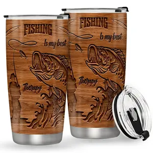 1 Count Fishing Themed Tumbler, 20oz Stainless Steel Vacuum Insulated Tumbler, Funny Fishing Lover Gifts, Birthday Present for Fisherman Men, Drinkware Insulated Leak