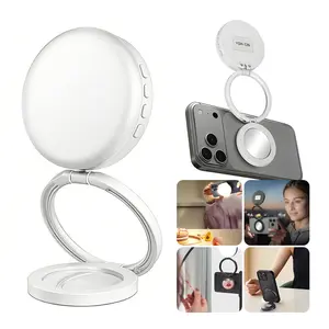 New 2026 Upgraded 3-in-1 Magnetic Selfie Light with Mirror & Stand – Portable Rechargeable Ring Light for Makeup, Selfies & Video Calls