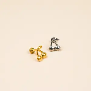 Cherry Titanium Flatback Stud