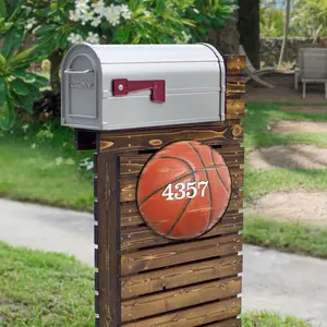 Designocracy MA989801-18 18 in. Basketball Wooden Custom House Number Sign Decor