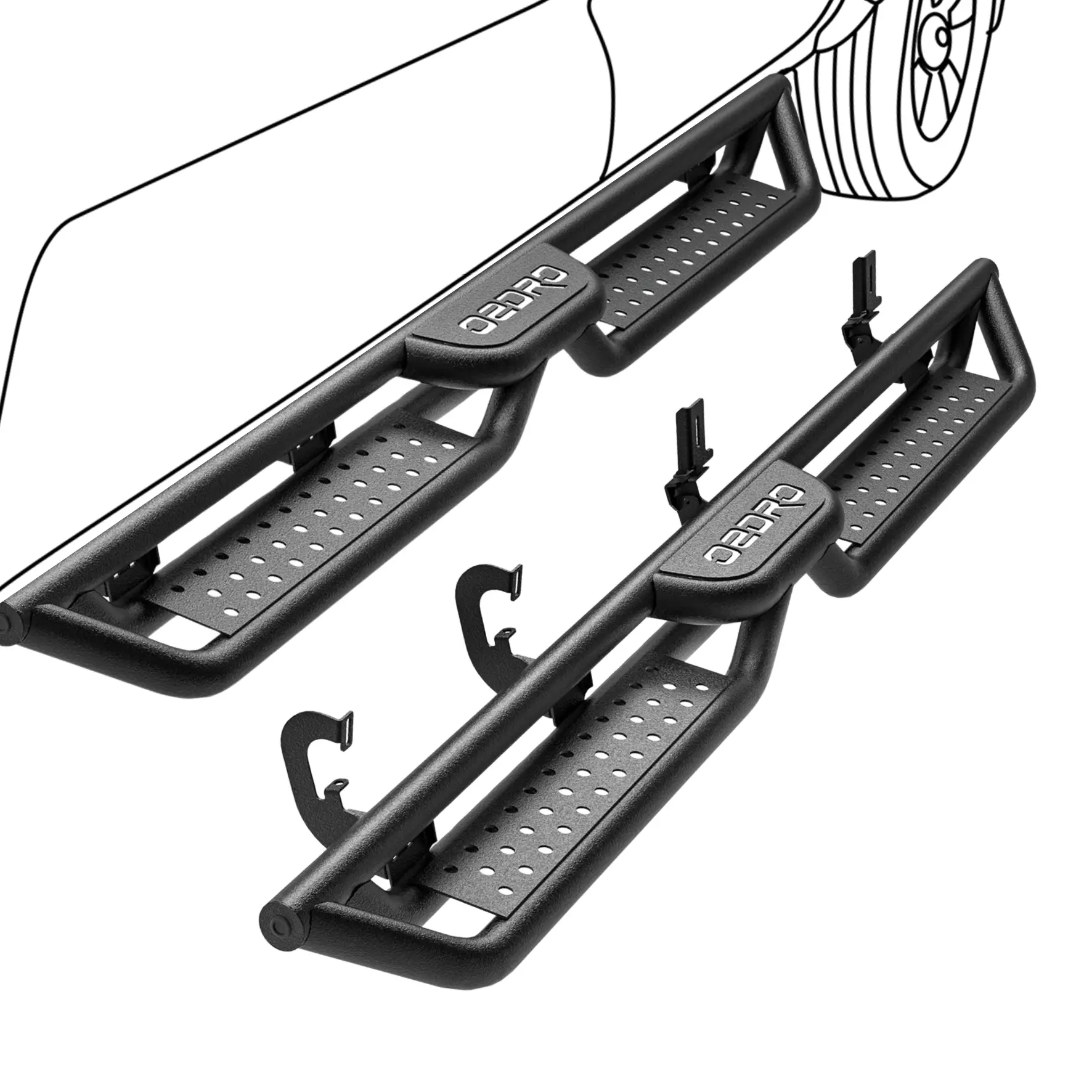 【fathersdaygift】OEDRO 6 Inch Running Boards Compatible with 2007-2018 Chevy Silverado/GMC Sierra 1500 Crew Cab & 2007-2019 2500/3500HD, Bolt-on Side Steps Steel Nerf Bar, Two Stairs