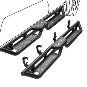 OEDRO 6 Inch Running Boards Compatible with 2007-2018 Chevy Silverado/GMC Sierra 1500 Crew Cab & 2007-2019 2500/3500HD, Bolt-on Side Steps Steel Nerf Bar, Two Stairs