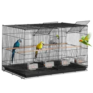 VEVOR 30-inch Flight Bird Cage, Stackable Bird Cage for Small Parrots Canaries Cockatiels Lovebirds Finches Budgies Conures Macaws Pet Travel Birdcage with Handle and Perches