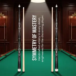 Laien Professional Handmade Pool Cue Stick, 2-Piece Design for Easy Carry, North American Hard Maple Front Section, Decorative Back Handle, Billiards Cue