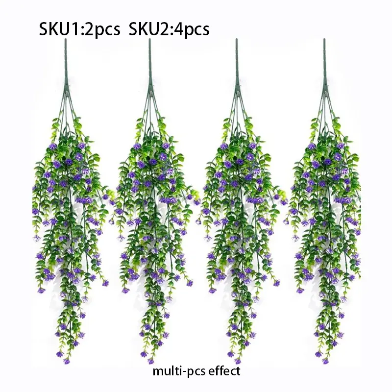 Artificial hanging flowers with realistic eucalyptus vines, Decorative plastic plants, Artificial flower decorations, suitable for outdoor, indoor, wall gardens, weddings, home parties