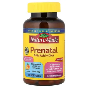 Nature Made Prenatal Folic Acid + DHA, Orange, 90 Softgels