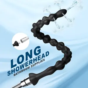 1Pcs, Long Silicone Shower Head, Handheld Sprayer, Soft Tube Nozzle, Bathroom Accessories, Daily Cleaning Tool, Toilet Brush, Shower Head Hose