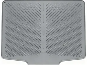 Non-Slip Silicone Dish Drying Mat for Kitchen Counter Grey 15.7 x 12.7 inches with Built-in Drain Heat Resistant Stone Mat for Drying Dishes Dinnerware Home Kitchenware - Splash, Tableware