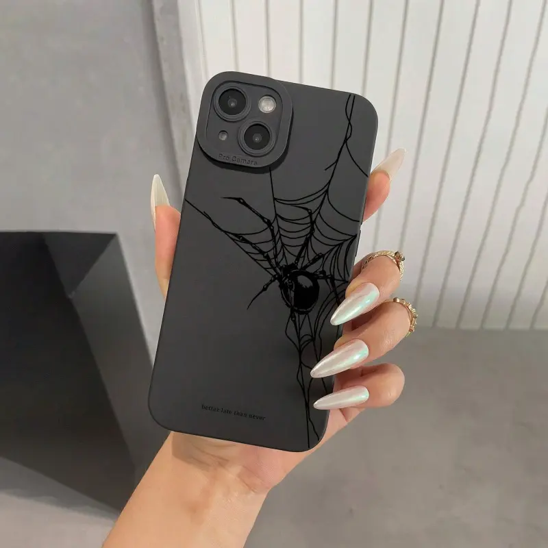Black Spider Graphic Phone Case for iPhone 16 Pro X XS MAX 11 12 13 14 15 Plus Series Case Silicone Back Cover  Smartphone Accessories Shockproof Anti-slip Soft TPU Phone Protective Cover casetify luxury  phone case  iphone chr