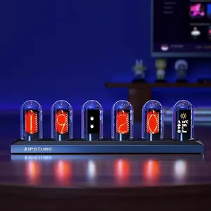 Fiotura G400 IPS Nixie Tube Digital Clock,APP Control,Weather&Temperature,Electronic Photo Wall,Men/Boyfriend/Teen Boys Birthday Gift Ideas,Home/Office/Desktop/Gaming Room Decor (Black Base)