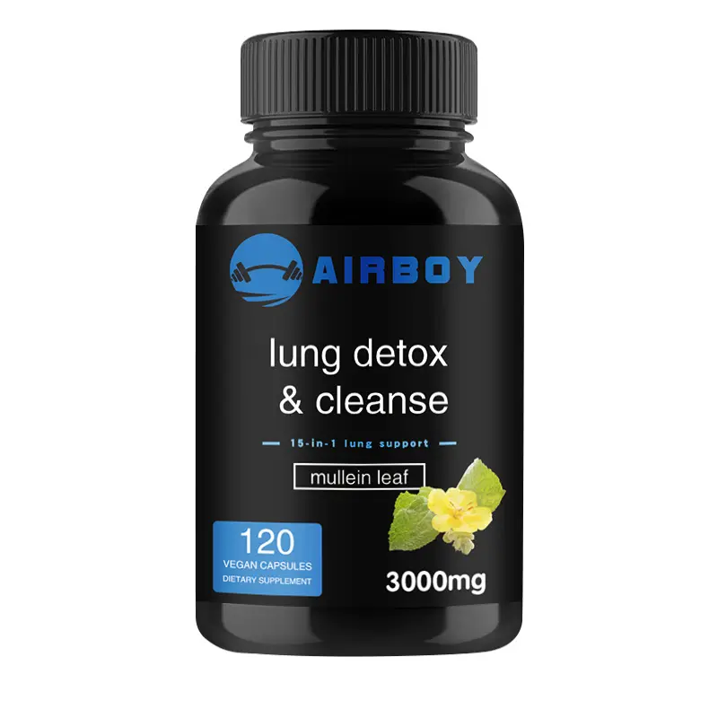 Airboy 15-in-1 Natural Lung Support Natural Dietary Supplement, 120 Soft Capsules with Mullein Leaf Extract, Vitamins C & D for Lung Cleanliness & Health