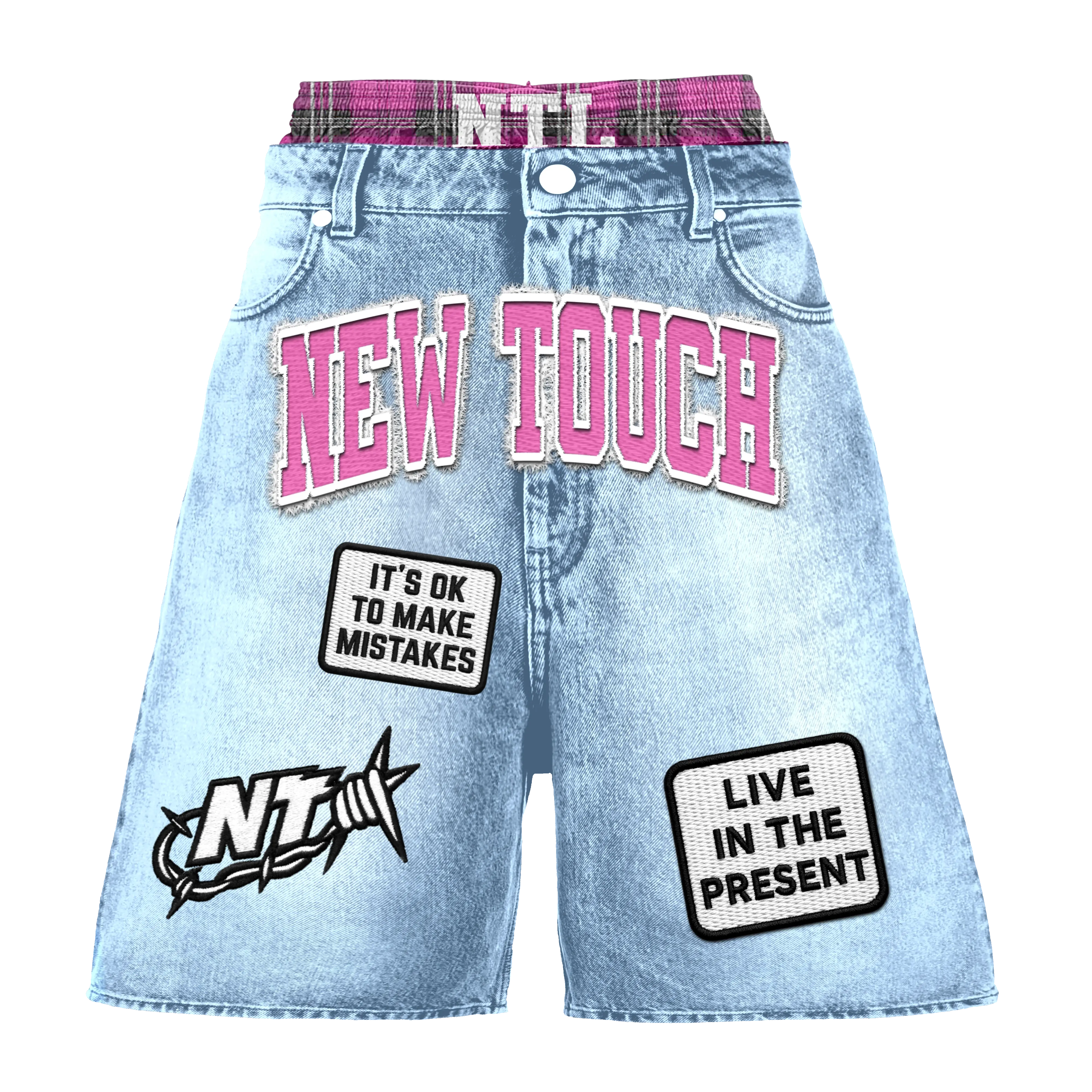 Light Blue/Pink Double Waisted Jorts