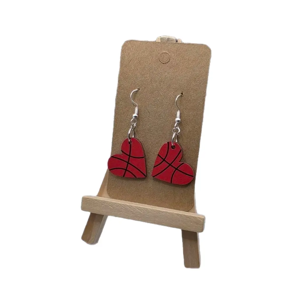Basketball Heart Earrings - Orange and Black Design, Dangle Style, Perfect for Sports Fans, Unique Gift Idea