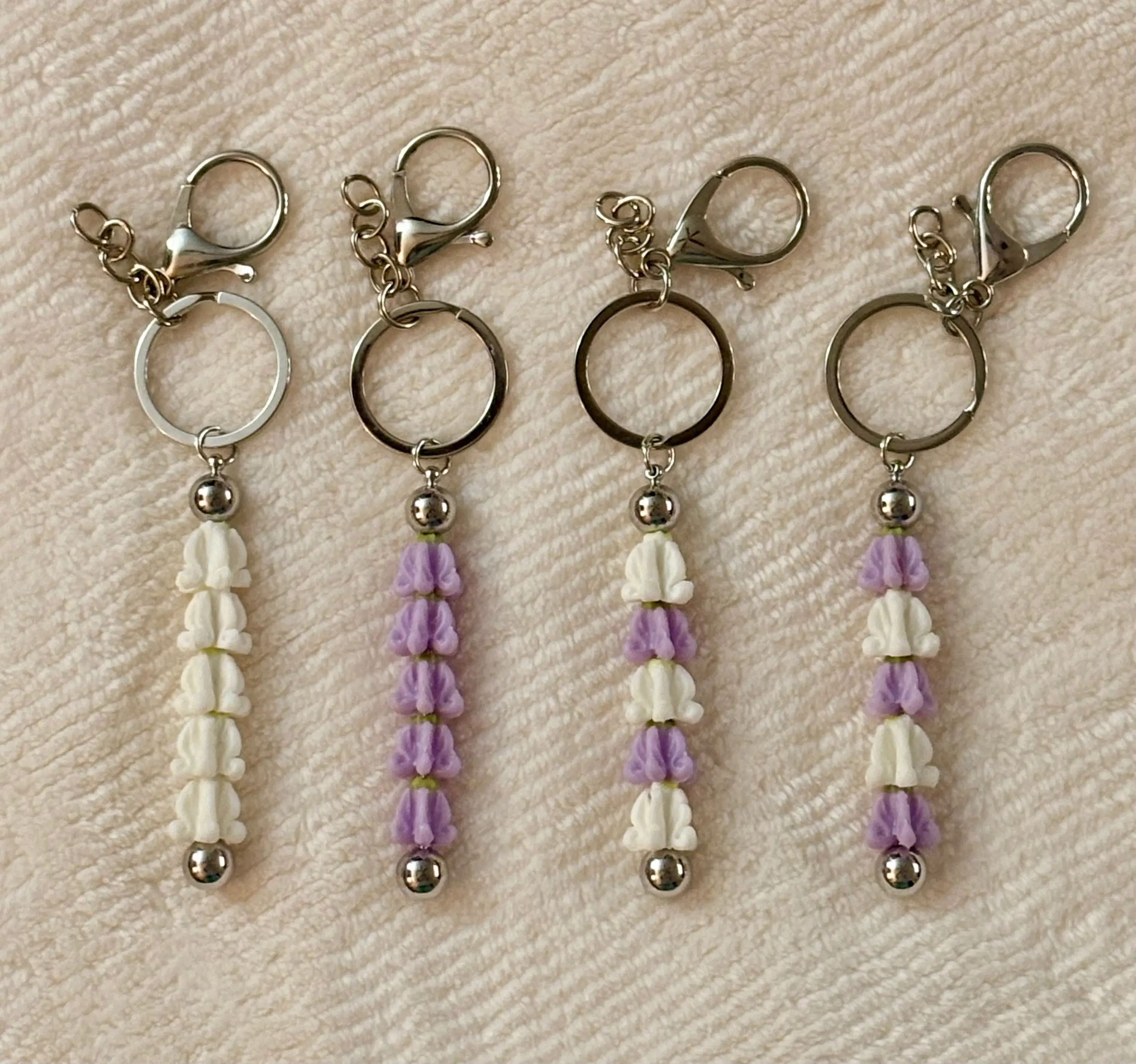 Forever Crown Flower Keychain/Purse Charm - Silver