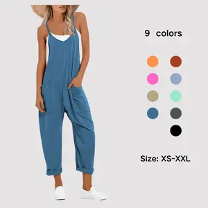 Molitree Women's Causal Jumpsuits V Neck Sleeveless Harem Overalls Stretchy Adjustable Strap Romper with Pockets Molitree Women's Causal Jumpsuits V Neck Sleeveless Harem Overalls Stretchy Adjustable Strap Romper with Pockets