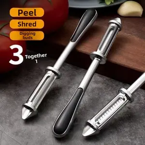 Stainless Steel Peeler Multifunctional 3-in-1 Peeler Slicer Kitchen Peeling Knife Household Skinner