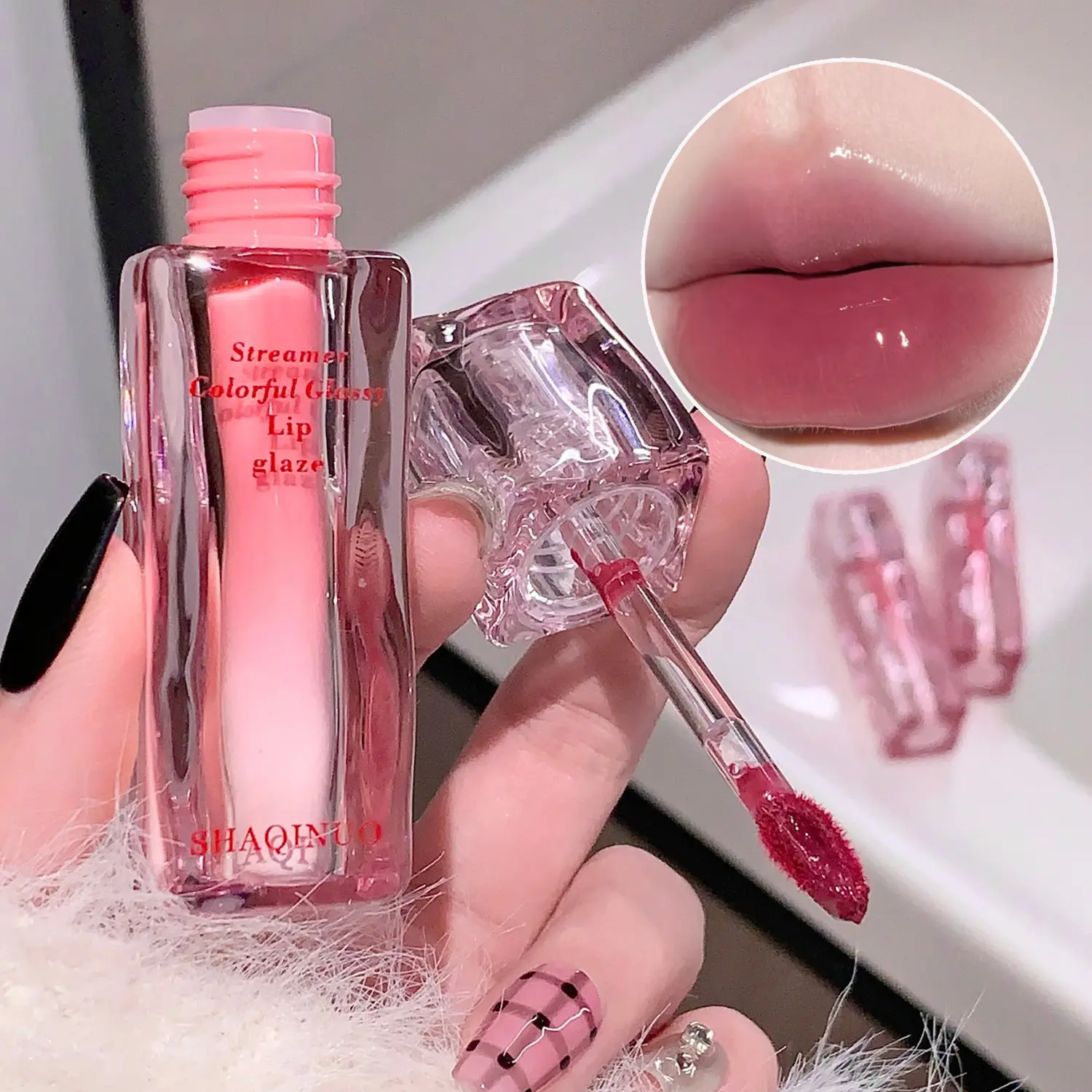 1pc Shimmering Glossy Lip Glaze Nonstick Lipgloss, Beauty Gloss, Mirror Finish Non-Sticky, Instant Glass Lips, Skin Brightening, Autumn Winter Lip Care, Holiday Gift