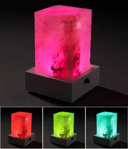 Mini Himalayan Salt Lamp - Pink, Green & Turquoise LED Light, Compact Design, Ideal for Home Decor
