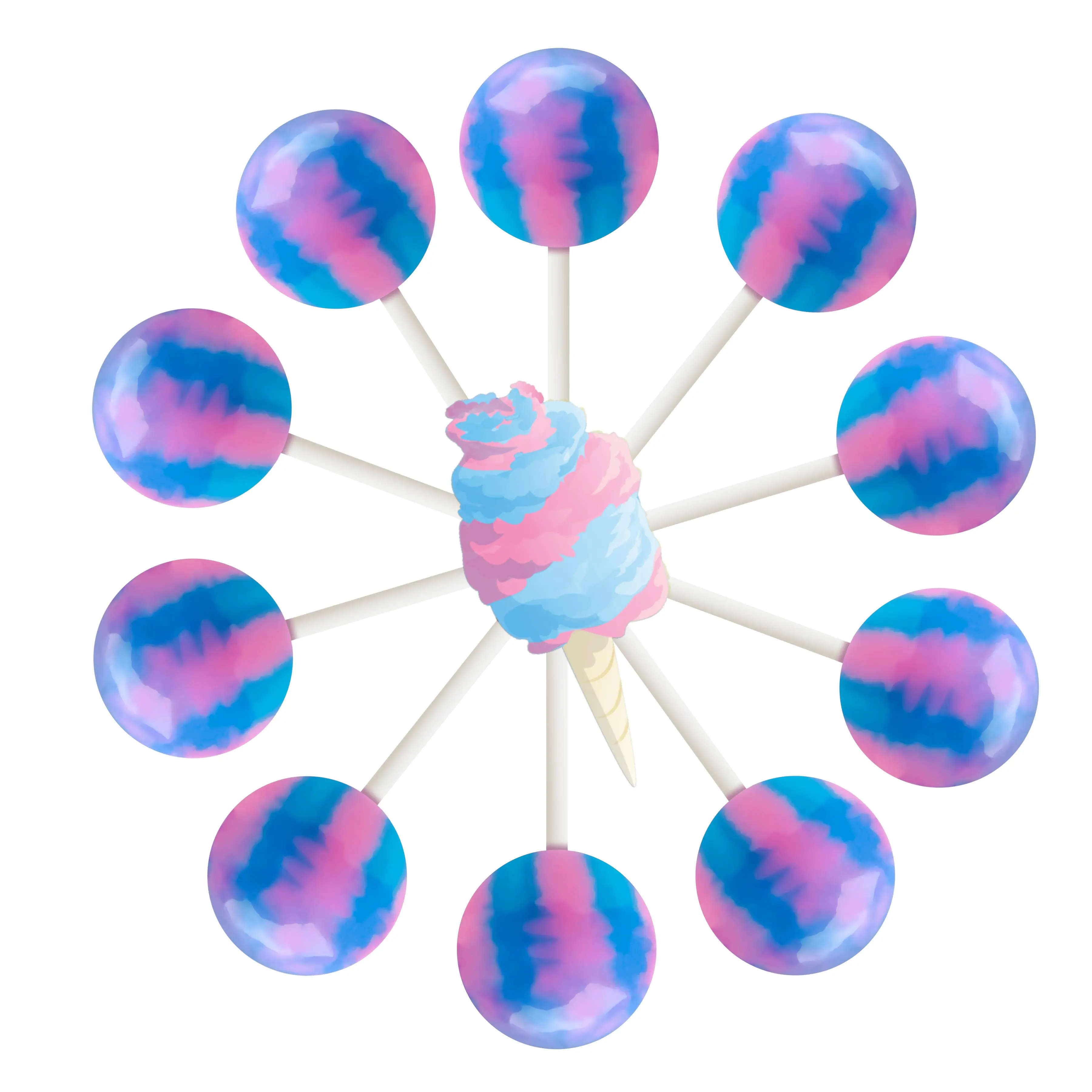 60ct. Cotton Candy Lollipop Bag