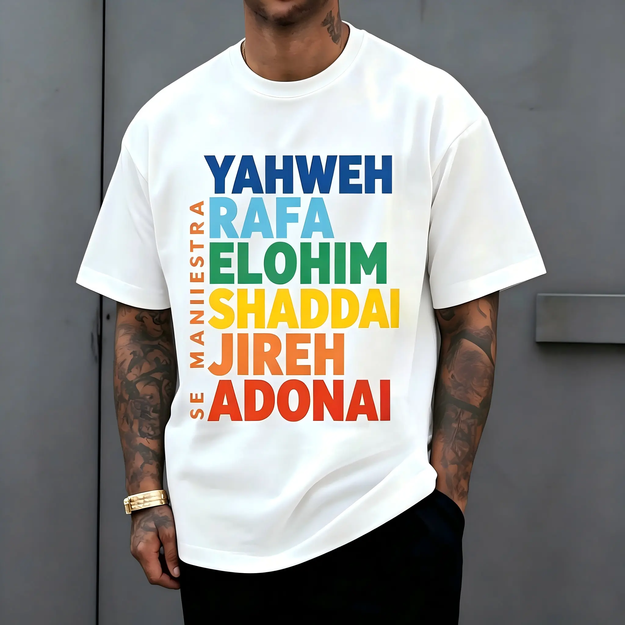Yahweh Rafa Elohim Shaddai Jireh Adonai Unisex T-Shirt for Men & Women - Christian Faith Inspirational Design, Soft Cotton Crew Neck Short Sleeve, Comfortable All-Season Tee, Perfect for Everyday Casual & Spiritual Believer Style, Machine Washable