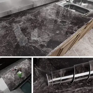 Dark Marble Wallpaper for Counter Tops, Marble Pattern Wallpaper, Peel & Stick Waterproof Adhesive Contact Paper for Kitchen Countertops, Table Desks, Furniture Wraps