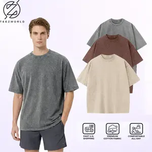 3-Pack Men’s Heavyweight Oversized T-Shirt Bundle – Vintage Cotton Boxy Fit Streetwear T-Shirts, Drop Shoulder Relaxed Baggy Casual Shirt Set Durable Everyday Wear