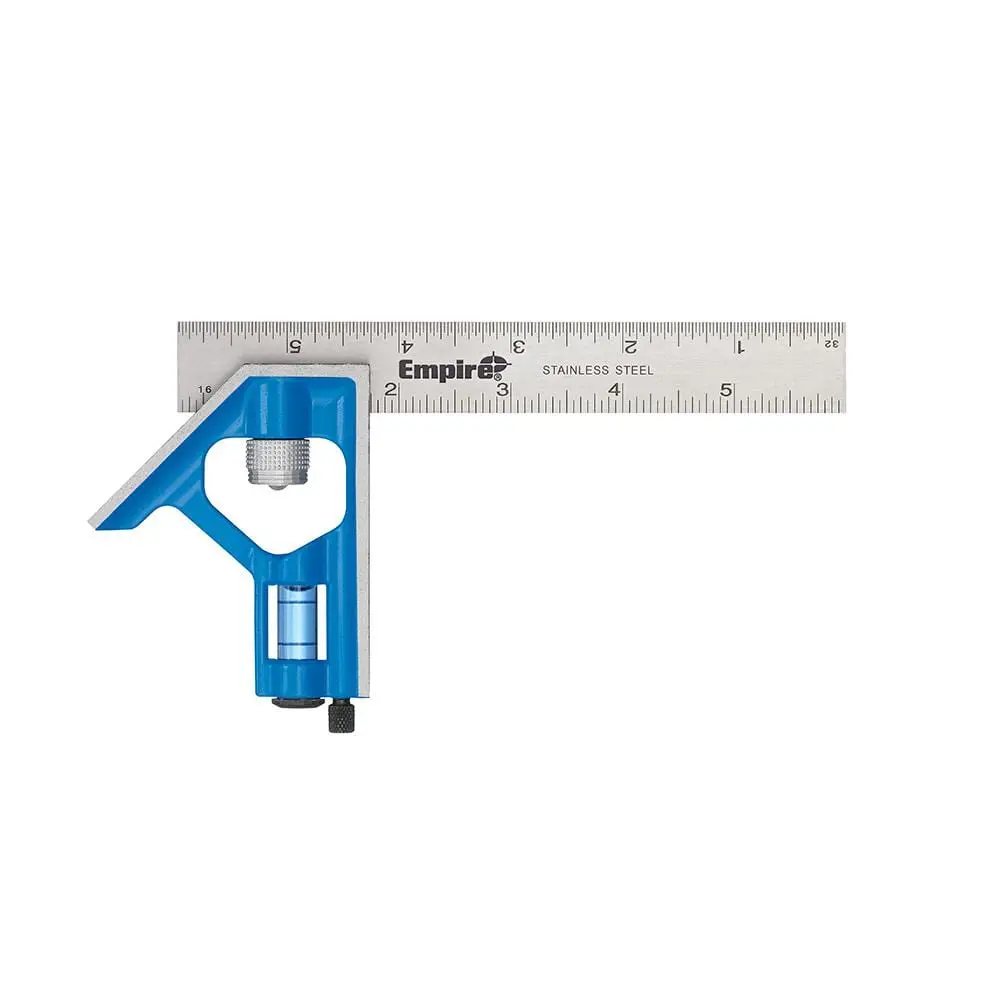 6" Size True Blue Blade Pocket Combination Square - Hand Measuring Tool for Accurate Angle, Inches Ruler, Portable Compact Tool Box Accessory