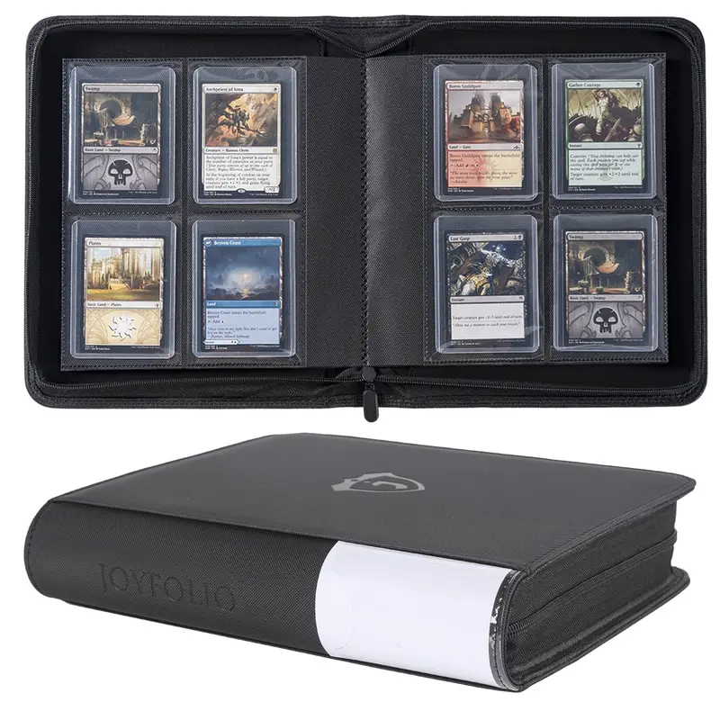small baseball card binder Performore Hand-Stitched Baseball Card 2-Inch Binder, Red Stitching Baseball Card Collector Binder Album with 9-Pocket Sleeves for Sports Trading