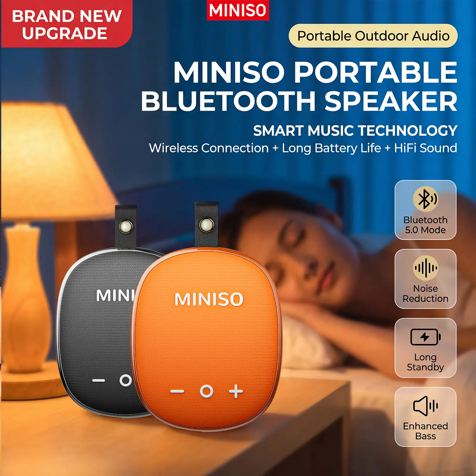 MINISO M105 Bone Conduction Under Pillow Sleep Speaker Immersive White Noise Sound Ultra-Thin Portable Design (Tucks Under Pillow) Long Lasting Rechargeable Battery Perfect for Side Sleepers Headphone Free Sleep Aid Speaker Compatible with All Smartphones