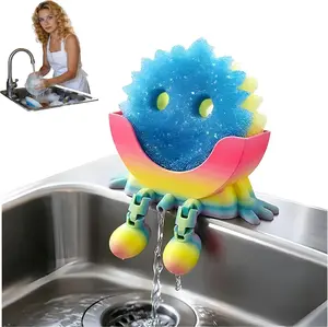 Cute Hanging Sponge Holder with Drainage – Keeps Your Sponge Dry & Smiling Funny Sponge Stand for Kitchen Sink, 3D Printing Countertop Sponge Holders