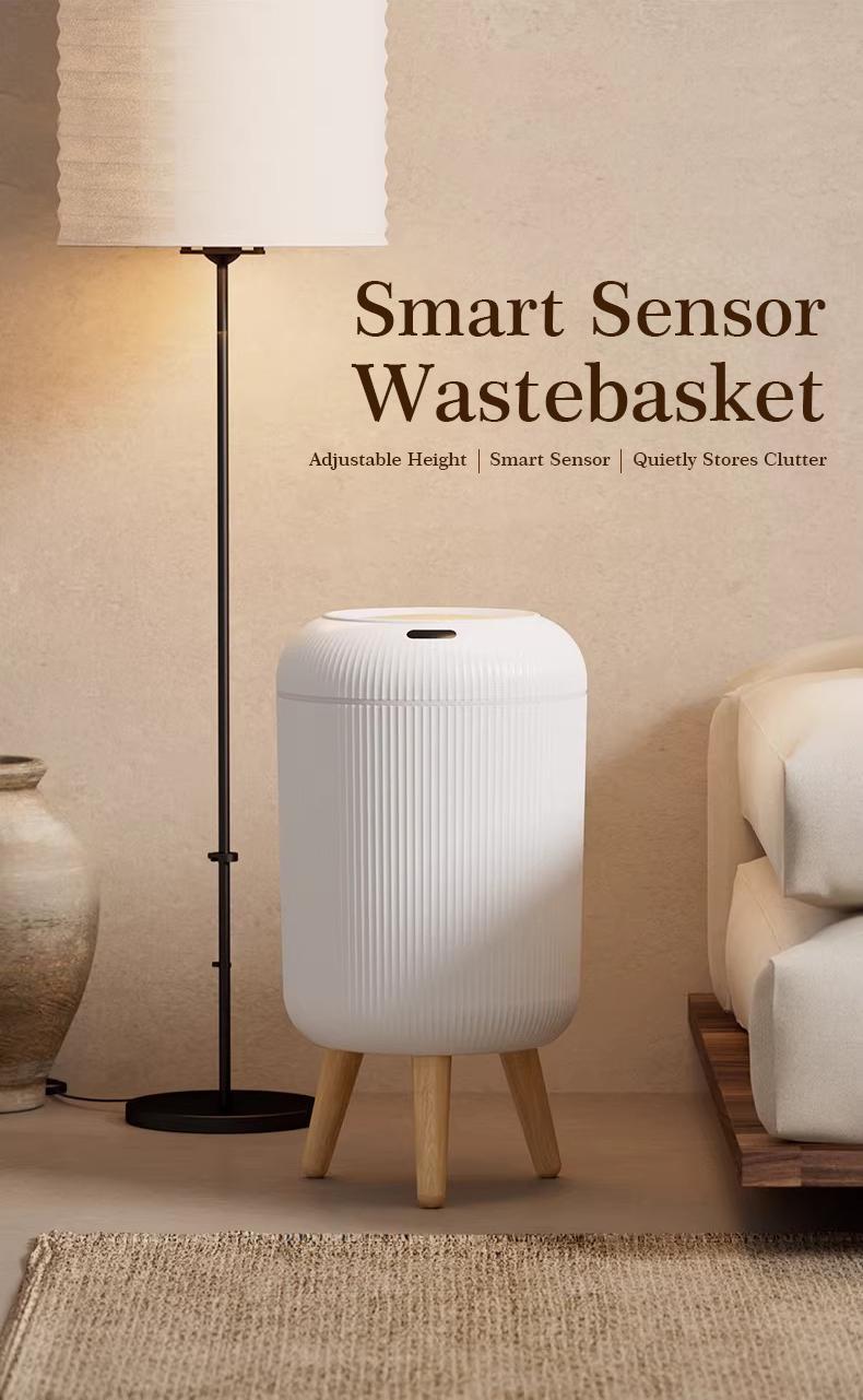 Pukomc Smart Induction Waterproof Trash Can for Bathroom, Bedroom, Office Nordic Style, Household Items Saving Space Motion Sensor Multifunctional Home Goods Environmentally Friendly Automatic