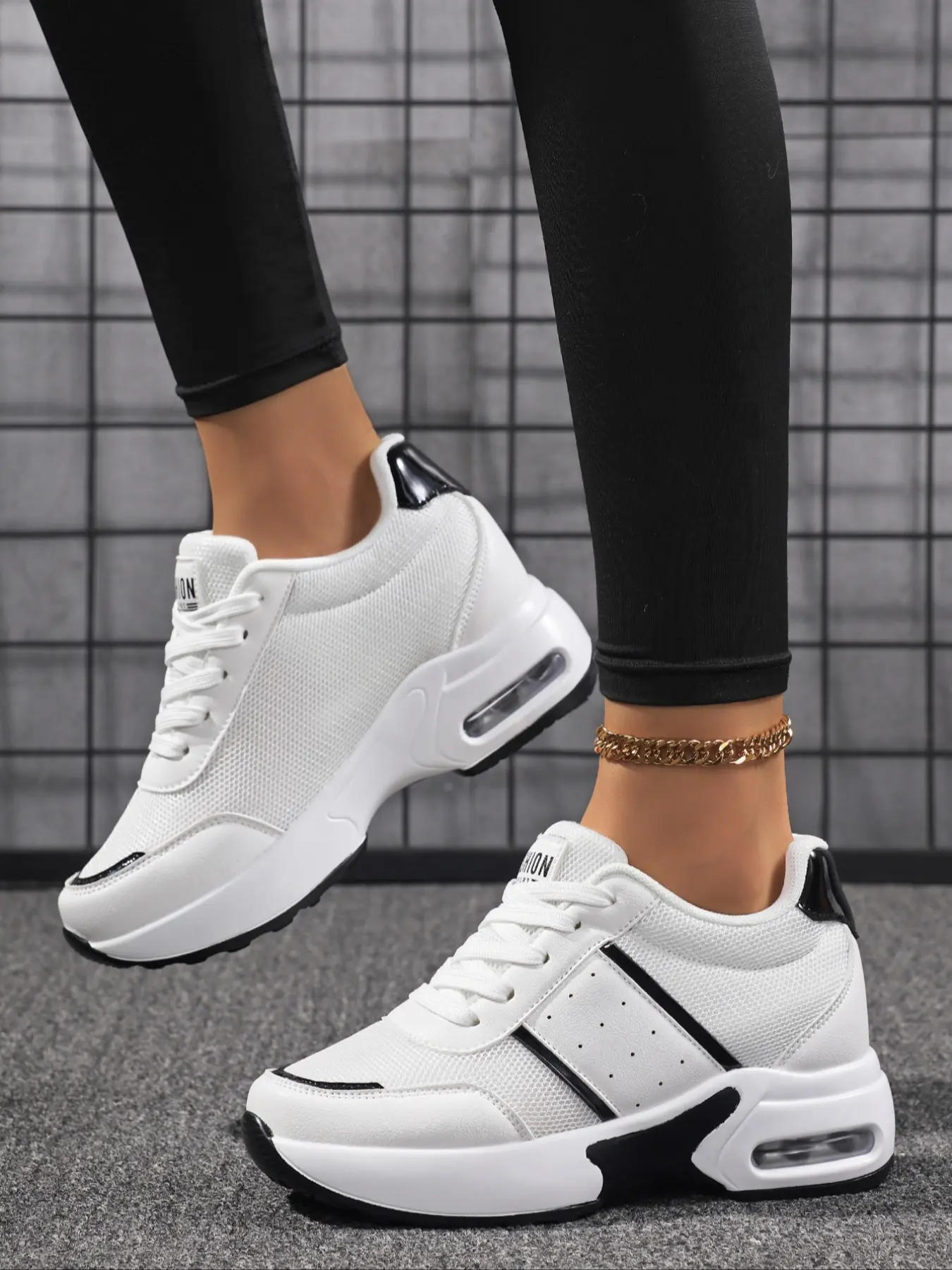Women's Thick Sole Running Shoes, Cushioned Arch Support, Memory Foam, Comfortable Lace-Up, Tennis Walking Shoes, Fitness Gym Sneakers, Running Sport Shoes
