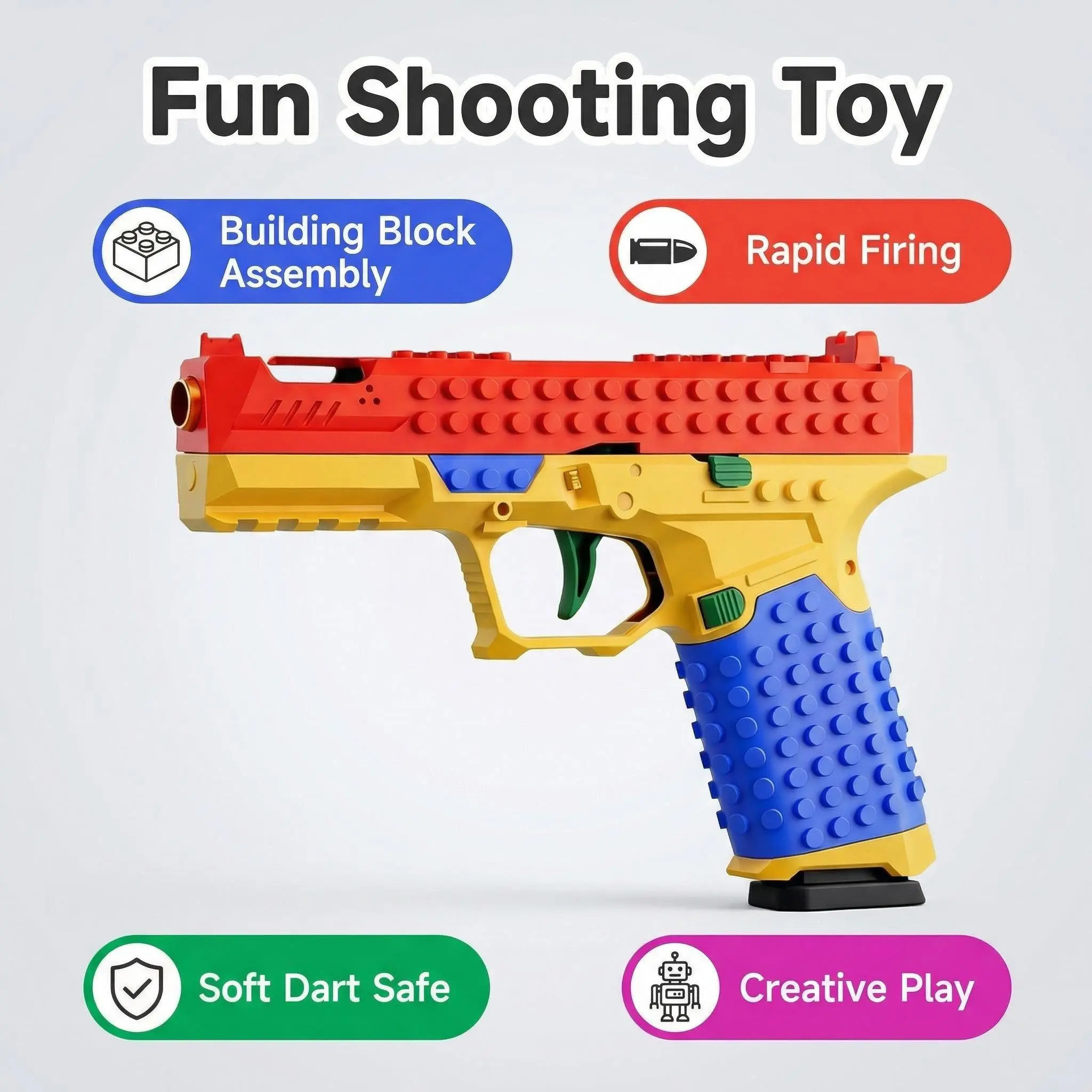 Building block toy gun-This is a very environmentally friendly building block toy gun with a grip suitable for both large and small hands, and it is suitable for teenagers to play with.
