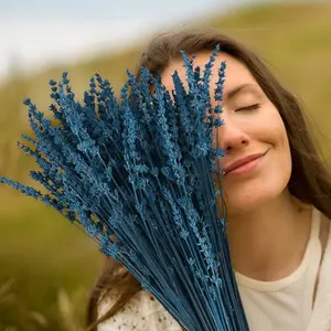 Natural Dried Lavender Flowers Bundle - 15-17 in, 50g Blue, Scented Aromatherapy Bouquet for Home Decor & Crafts, Mother’s Day Home Fragrance Supply, Scent